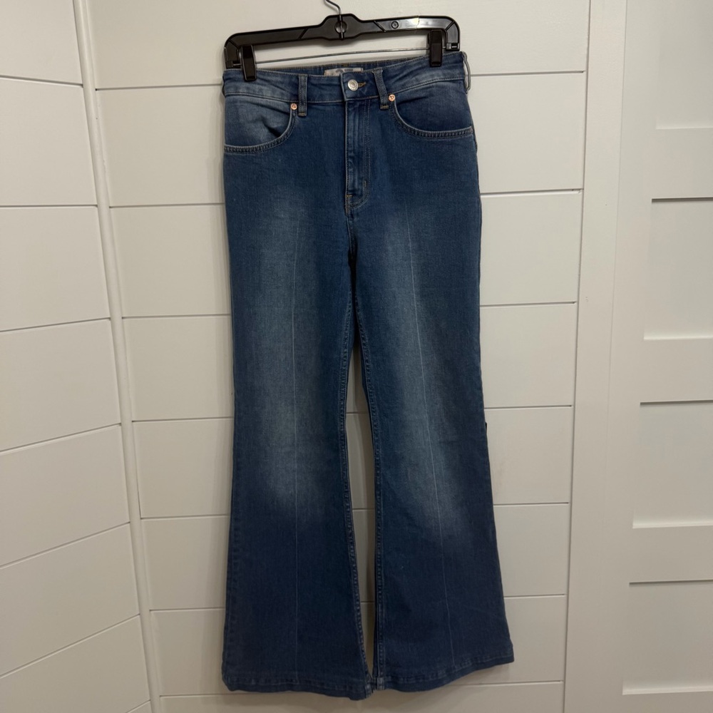 Free People We The Free Somewhere Over The Rainbow Flare Blue Jeans 23210 - Picture 5 of 14